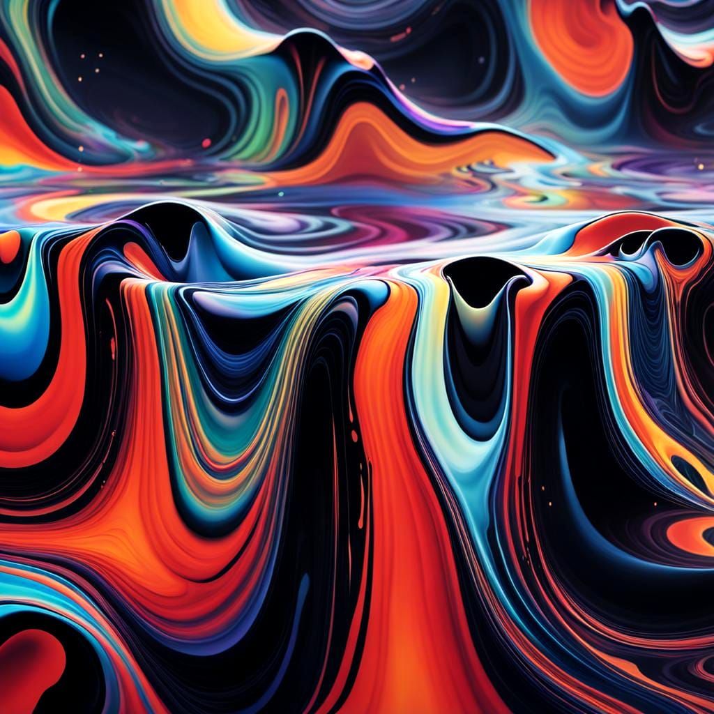 Colorful Non-Newtonian Fluid Vibrations in Surreal Setting