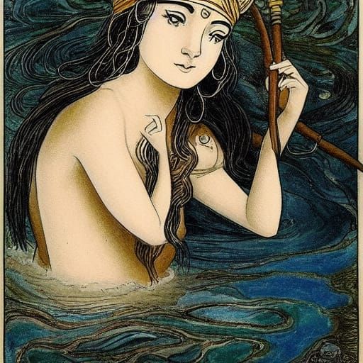 Tethys: Titan Goddess in Dark Fantasy Style