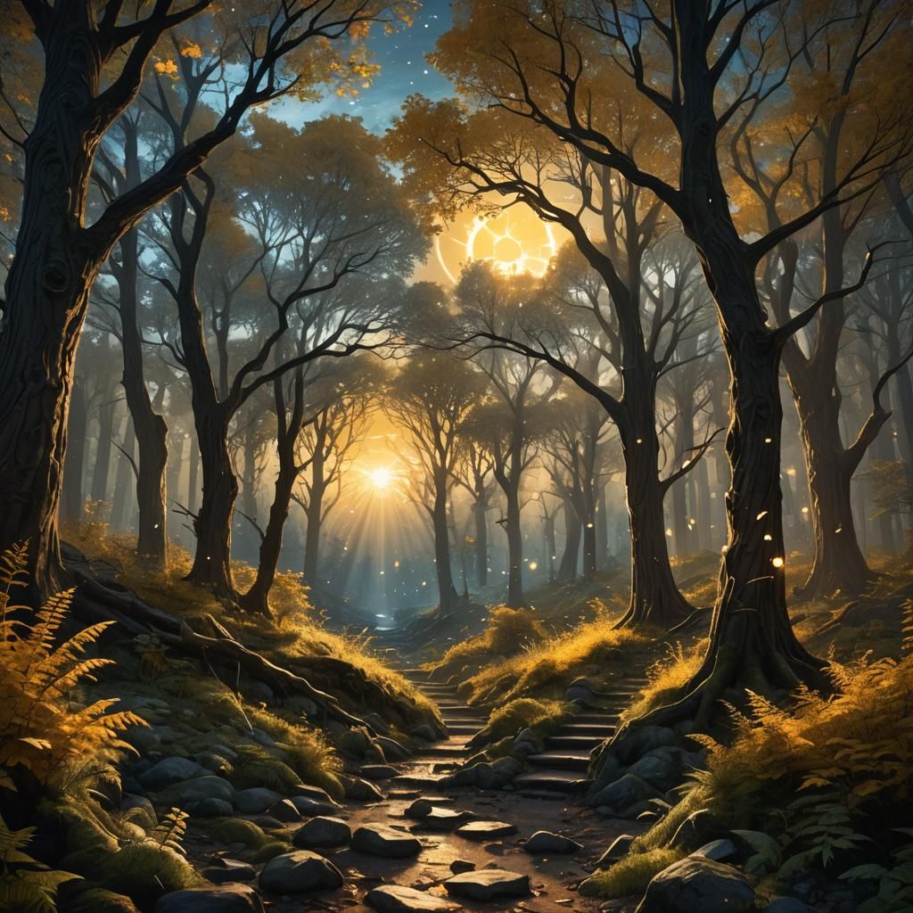 Fantastical Silver Stars Matte Painting