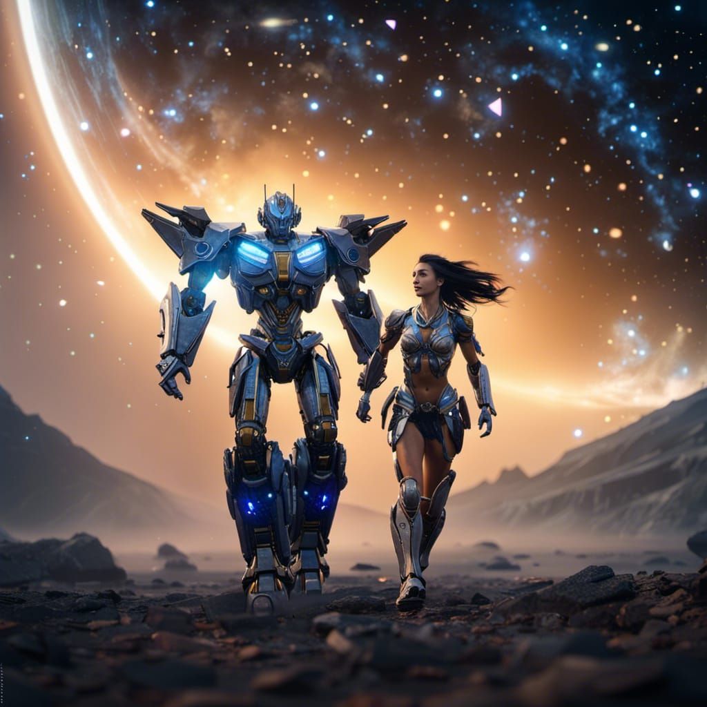 Transformer Robot and Warrior Princess on Earth