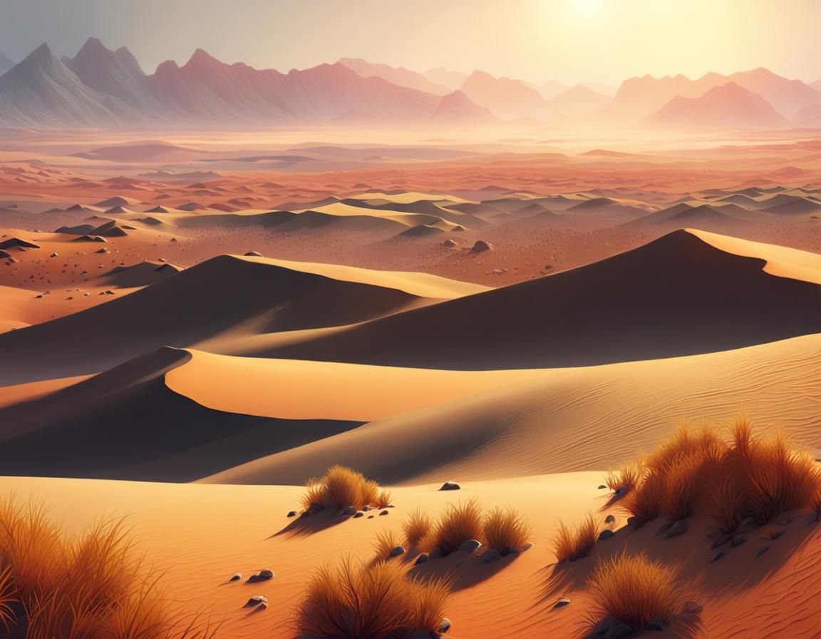 Desolate Desert Landscape in Warm Tones