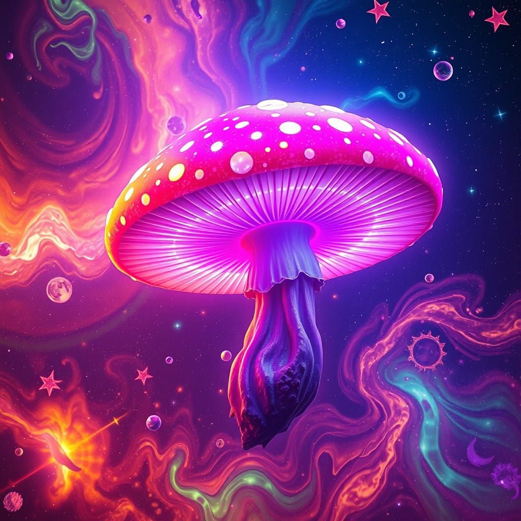 Ethereal Disco Mushroom in Cosmic Wonderland