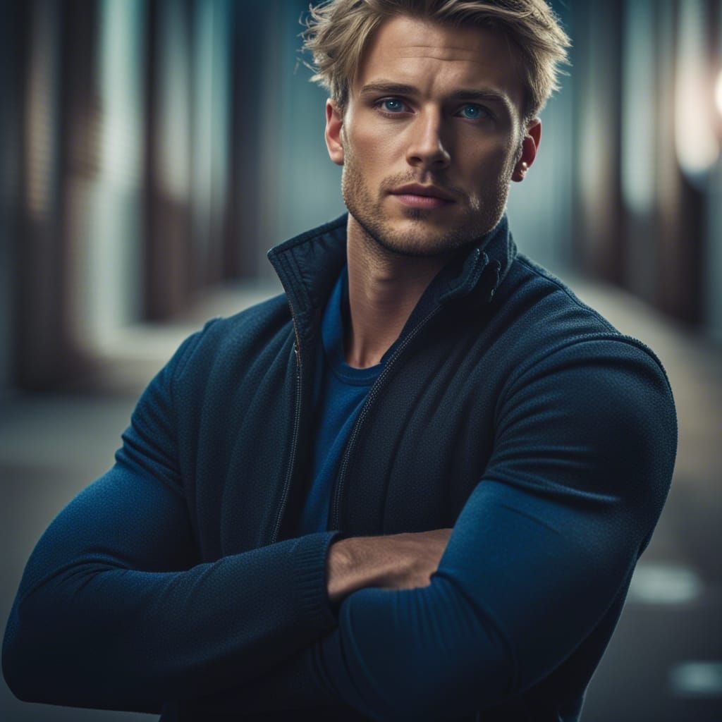 Close-up Portrait of a Handsome Blue-Eyed Man