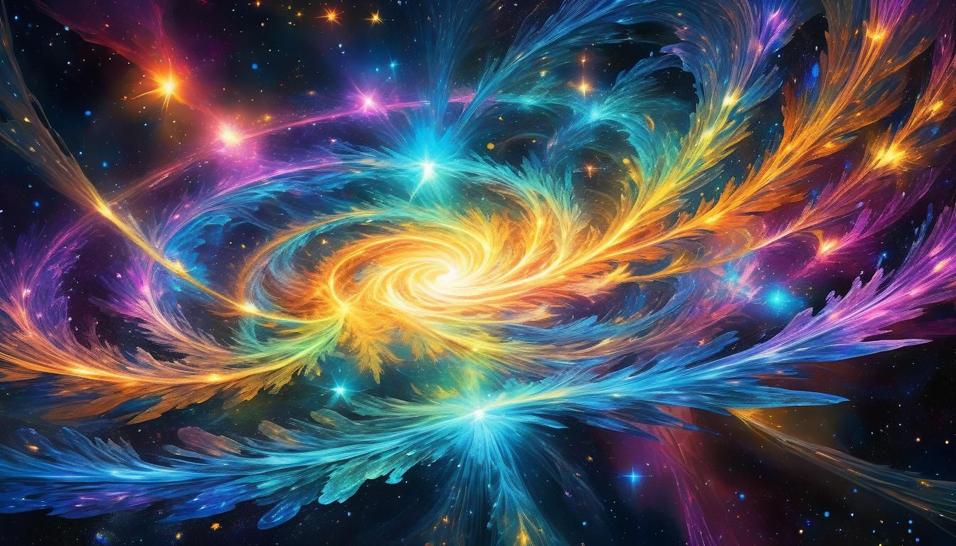 Vibrant Stars Ascending in Cosmic Plasma Art