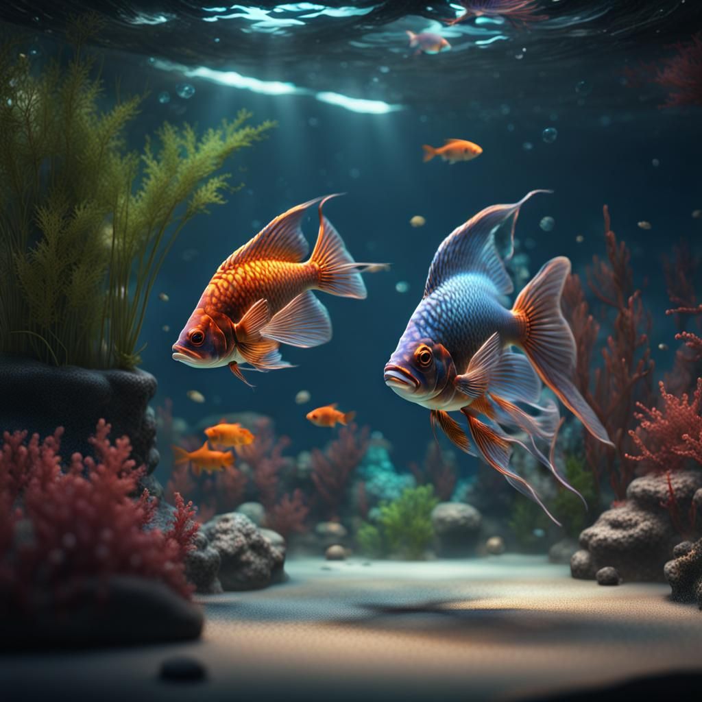 Crystal Fish in Elaborate Aquarium Masterpiece