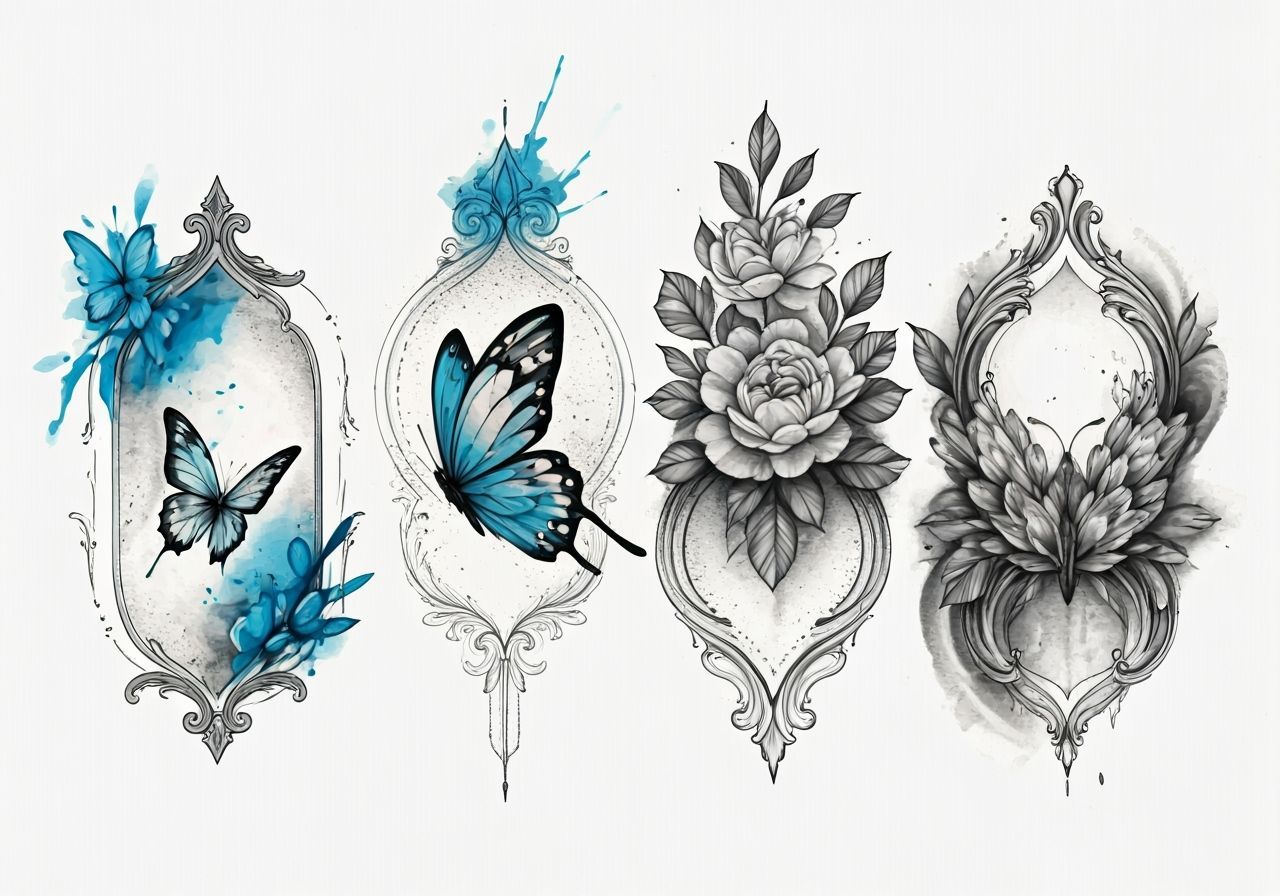 Elegant Tattoo Designs in Charcoal Drawing Style