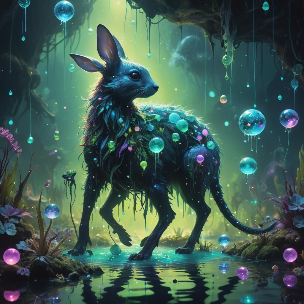 Centaur in Crystalline Cave with Water Elementals