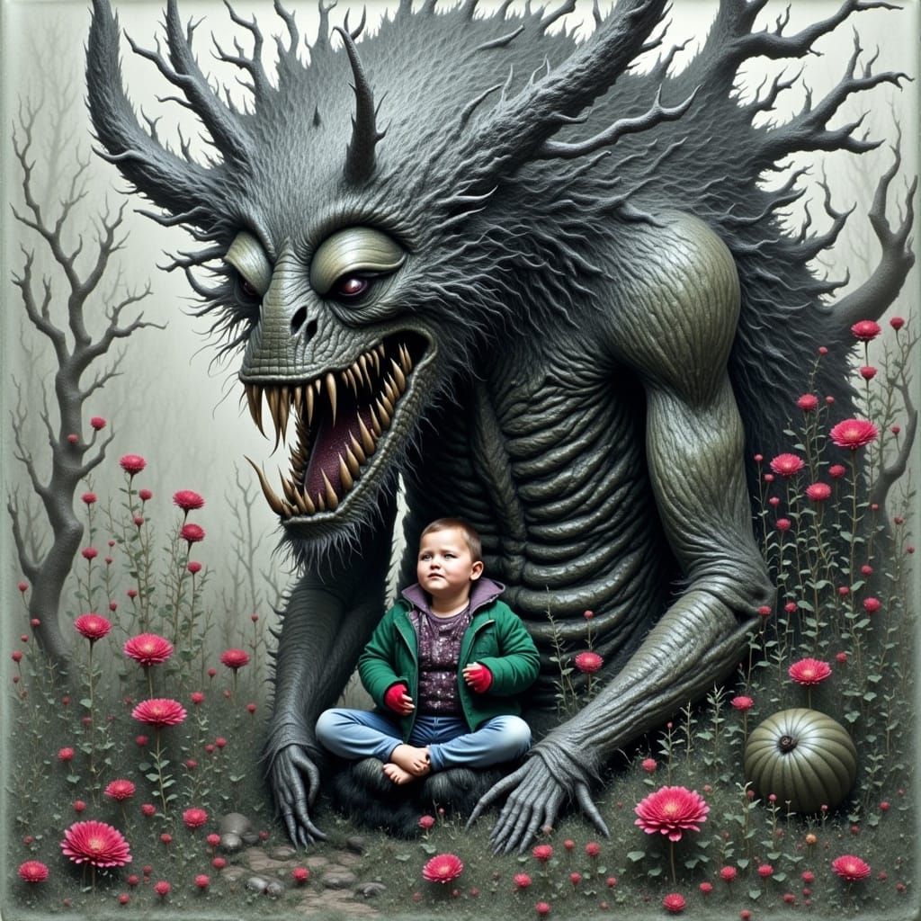 Large Scary Cuddly Creature with Unique Aesthetic