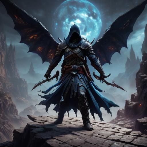 Dark Fantasy Assassin With Iridescent Wings