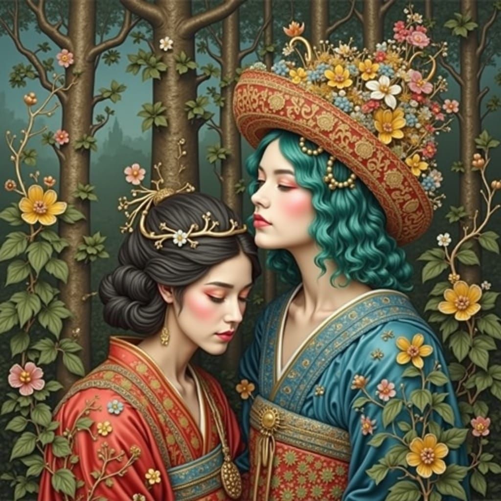 Mysterious Foggy Forest with Surreal Elements