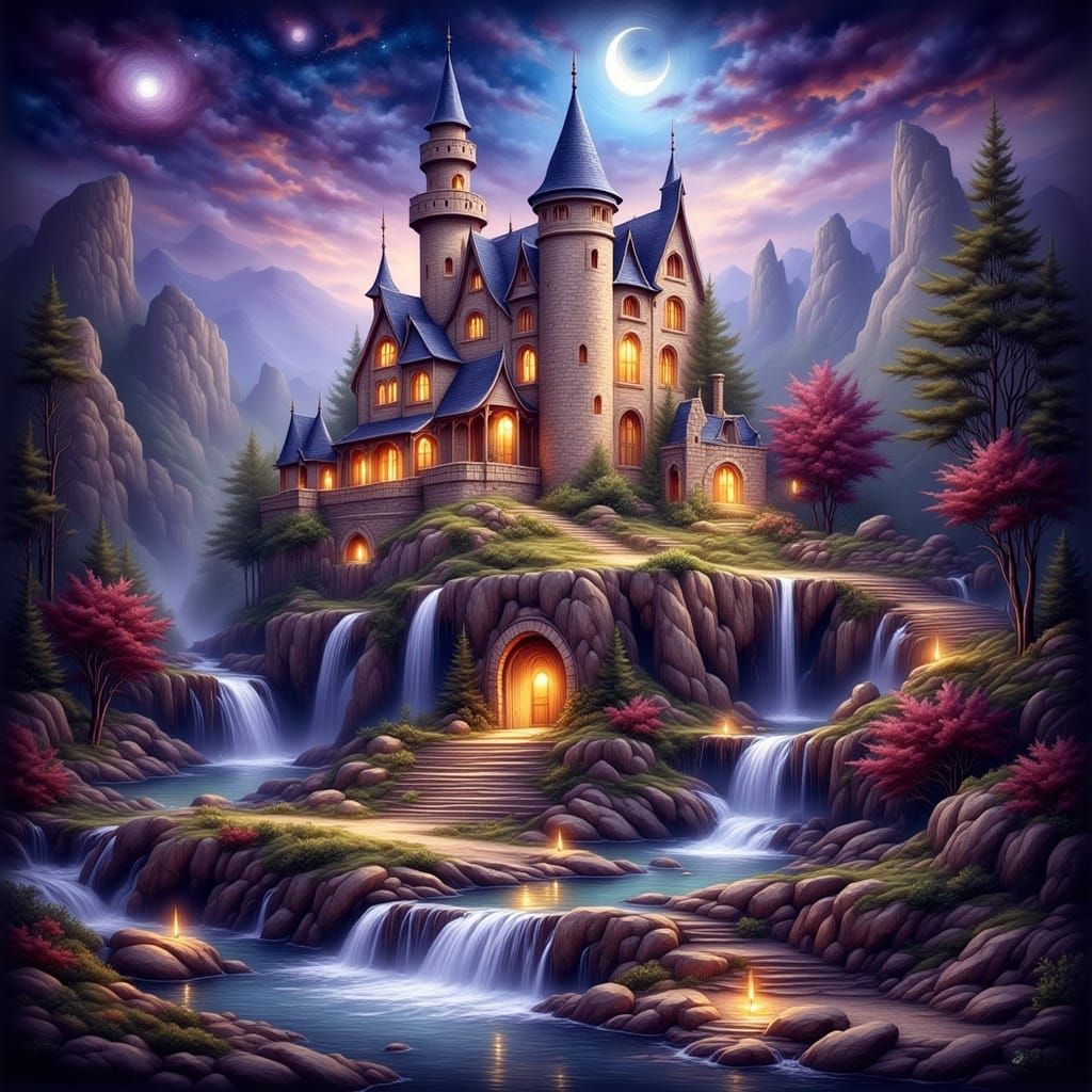 Antique Watercolor Castle Magic