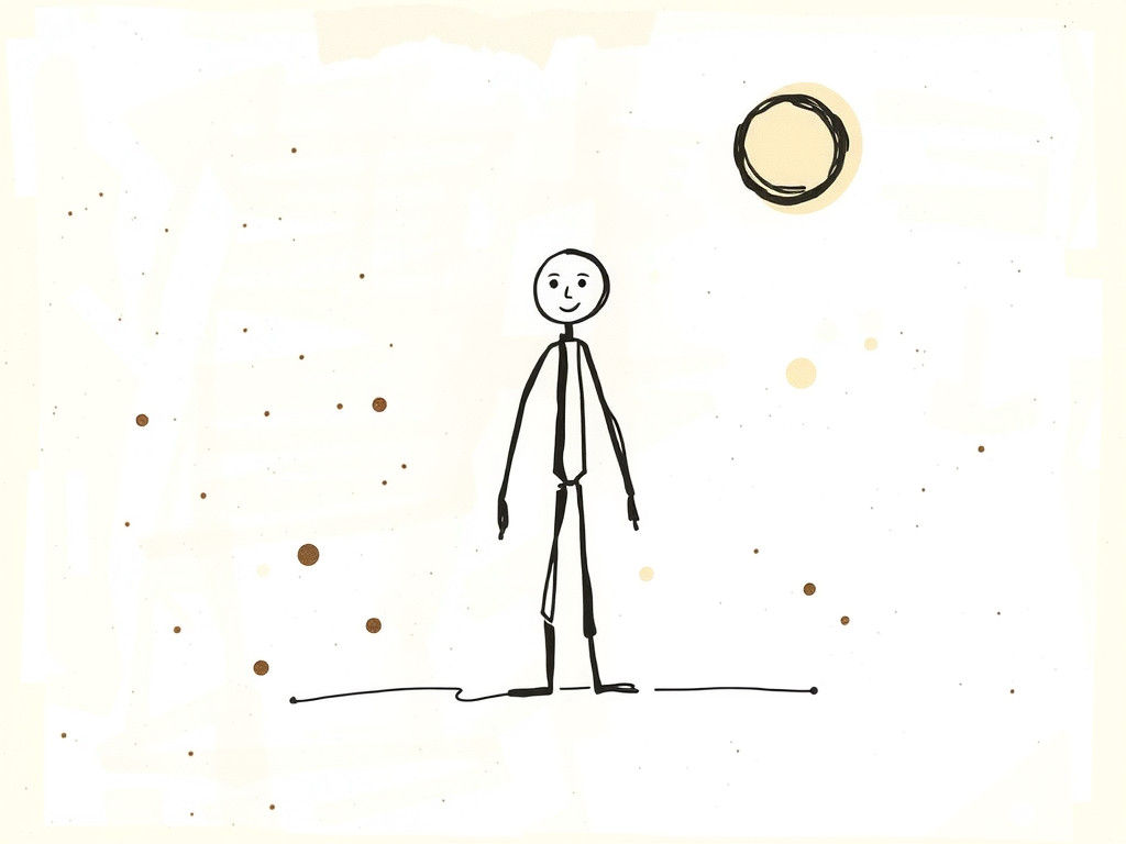 Minimalist Cycladic Stick Figure in Folk Art Style