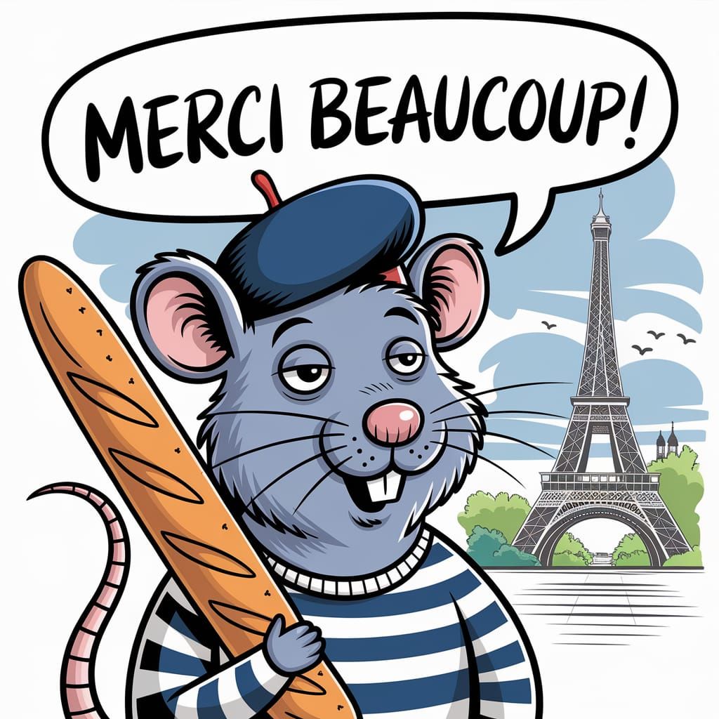 Whimsical French Rat in Parisian Scene