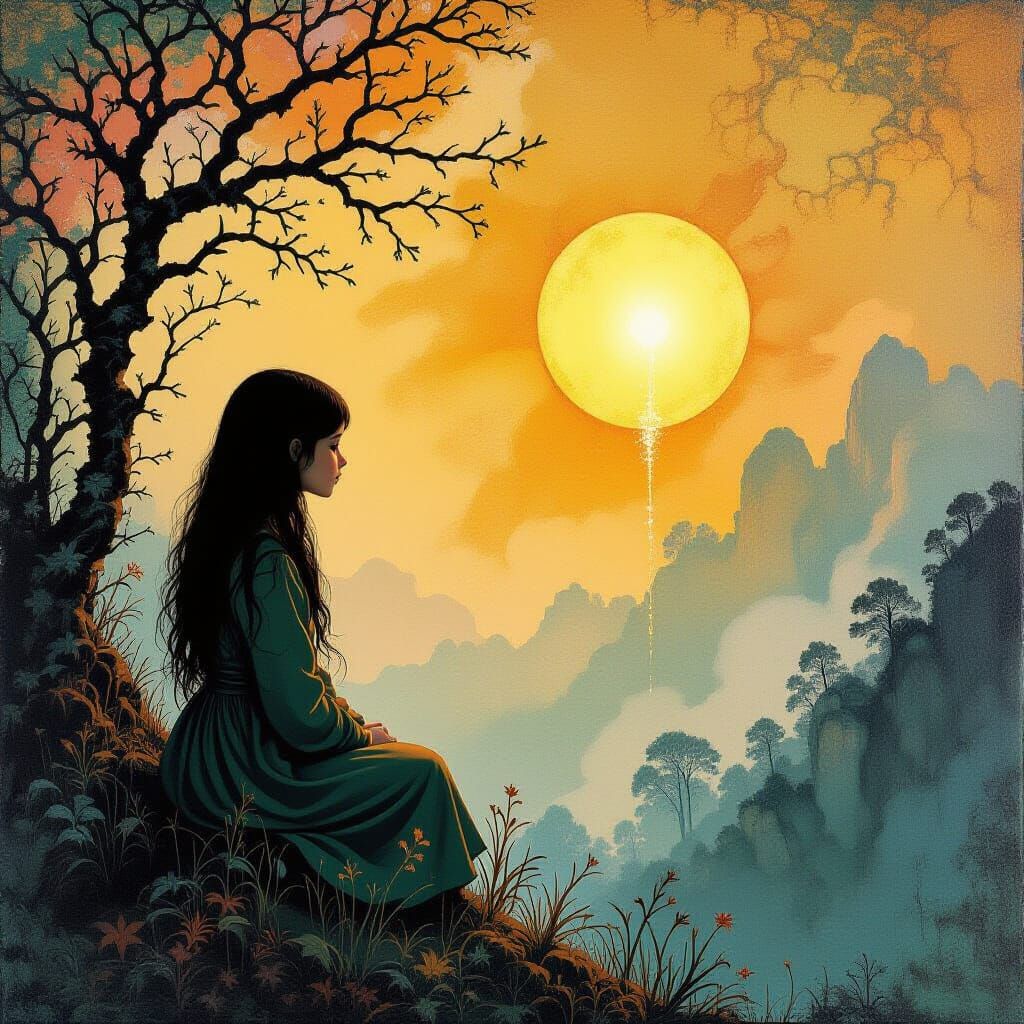 Whimsical Child at Spring Equinox Sunrise