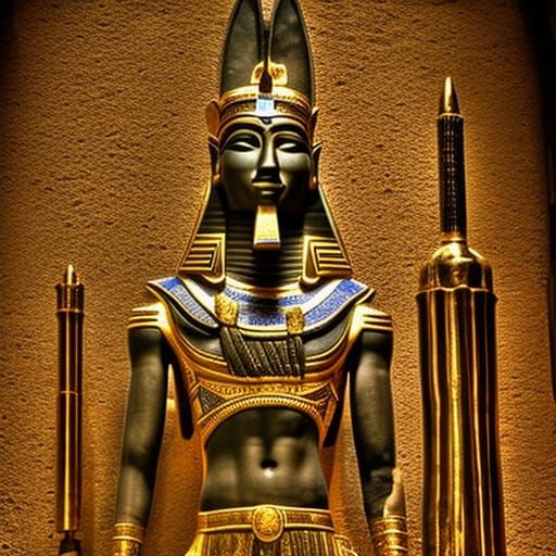 Hyperrealistic Image of Anubis God in HDR