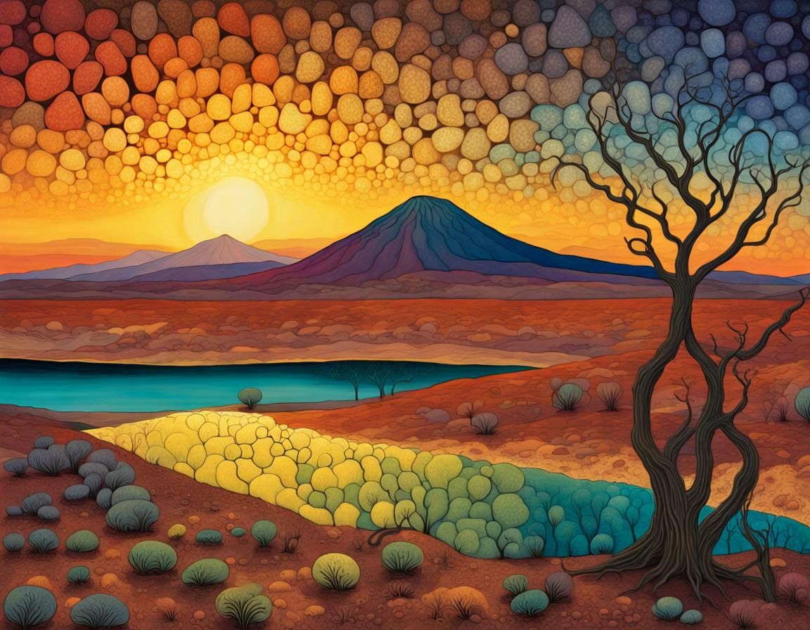 Atacama Desert Sunrise in Pre-Raphaelite Style