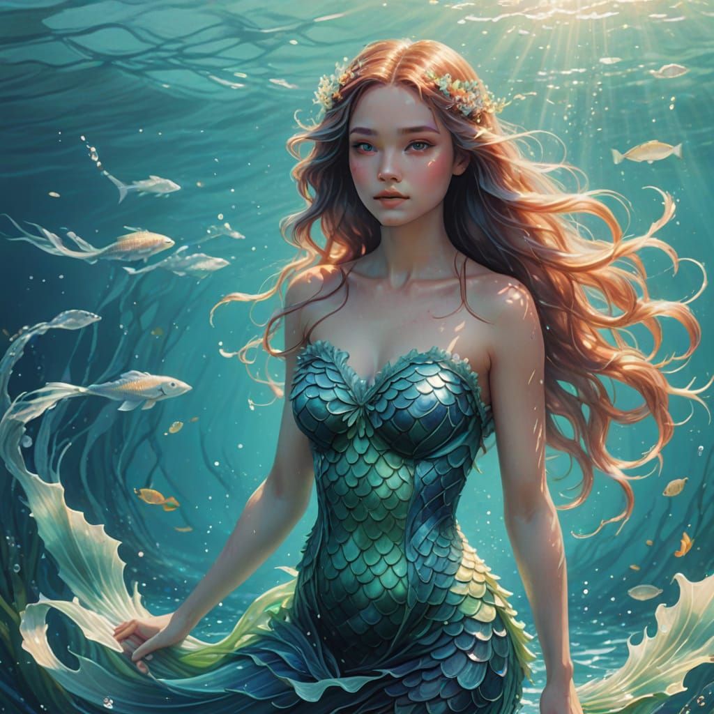 Siren Goddess in Ethereal Oceanic Dreamscape