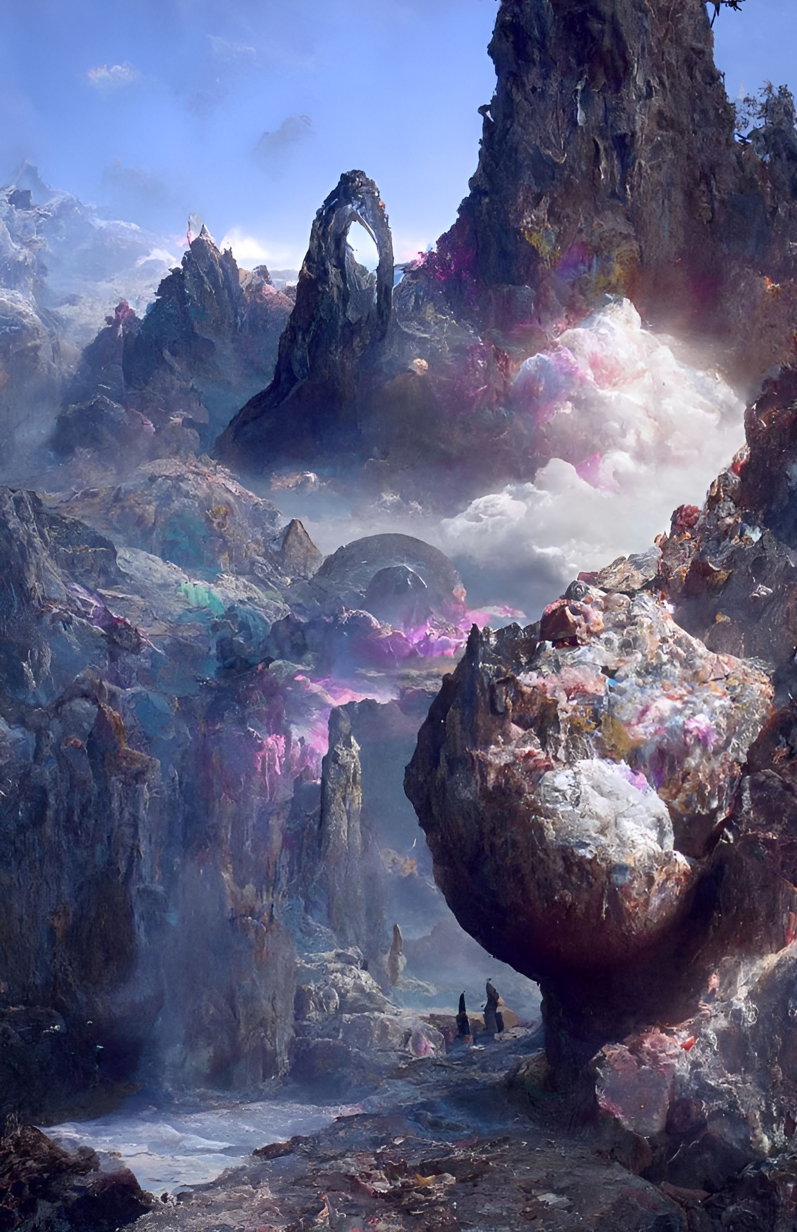 Magic Geode Portal to Alien World: 3D Digital Art