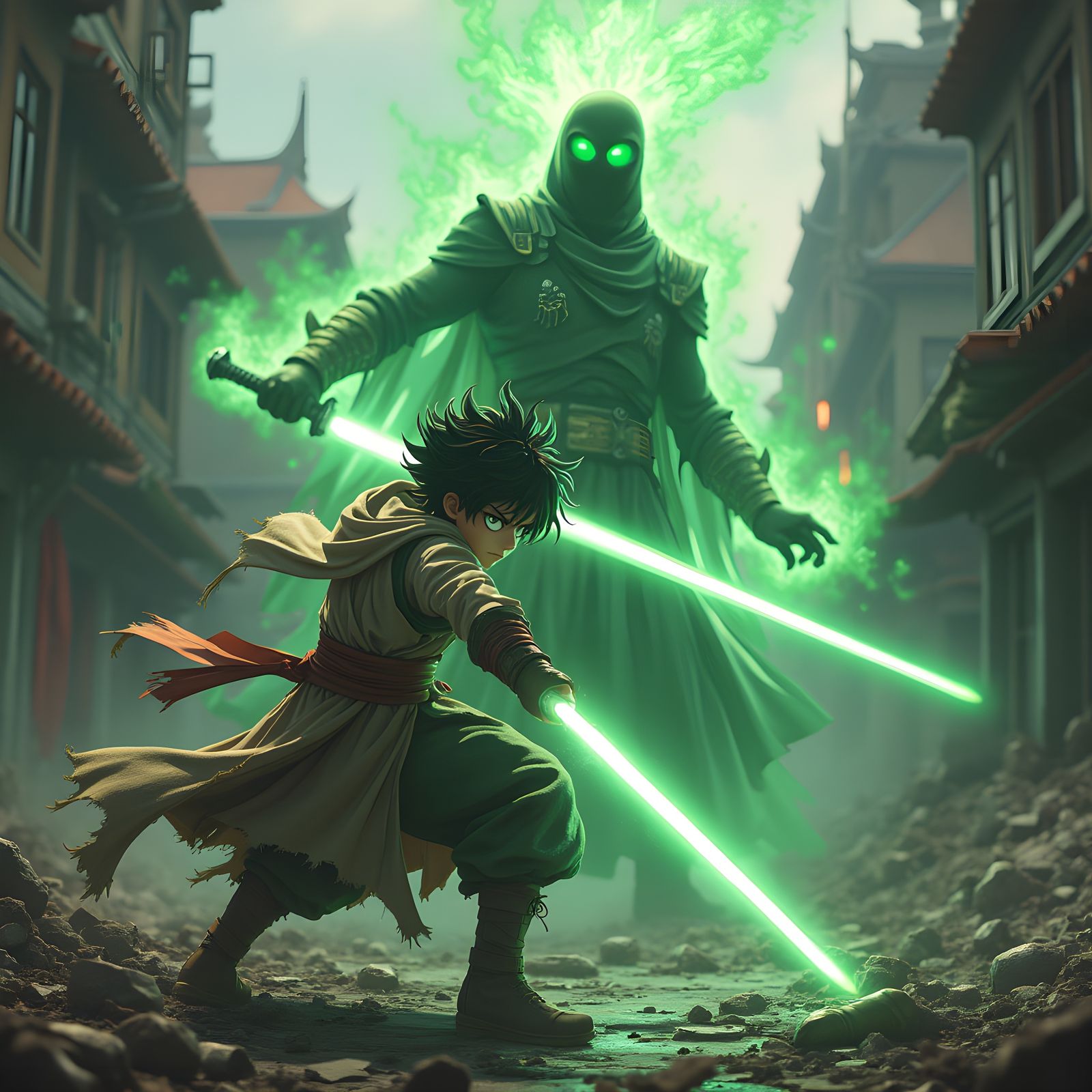 Jedi vs Sith: Ruined City Fantasy Art