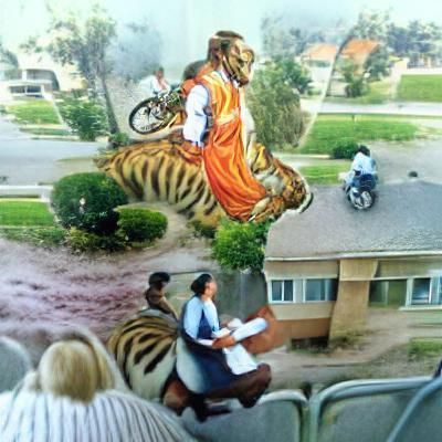 Tiger Rider: Surreal Digital Art