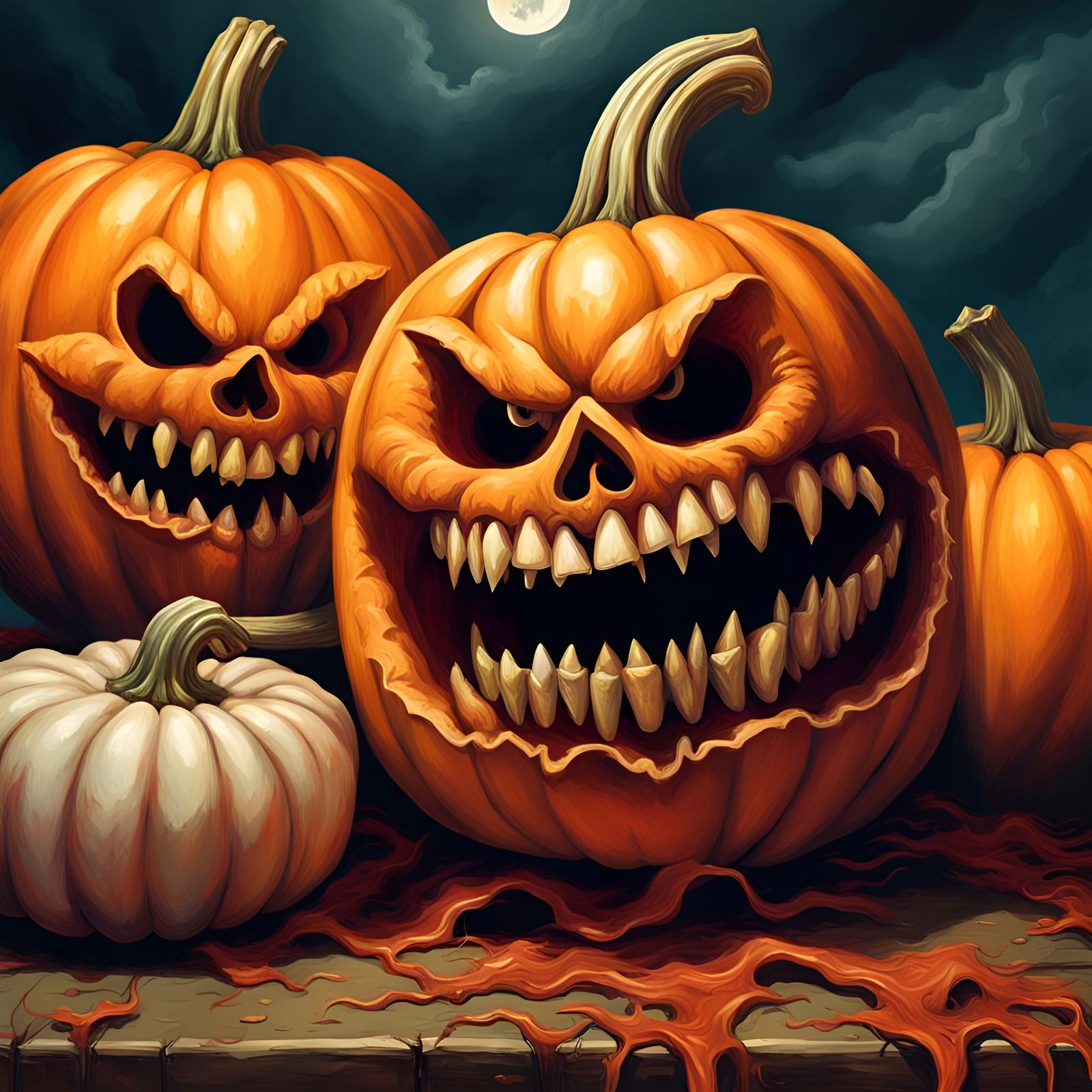 Scary and Funny Pumpkins in Sinister Illustration Style