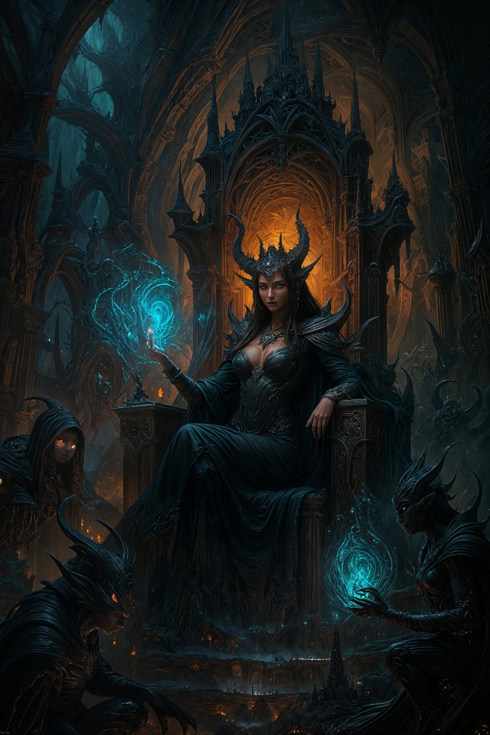 Evil Goddess on Throne in the Abyss
