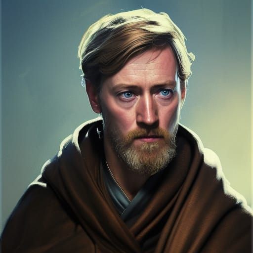 Young Obi-Wan Kenobi Portrait in Artstation Style
