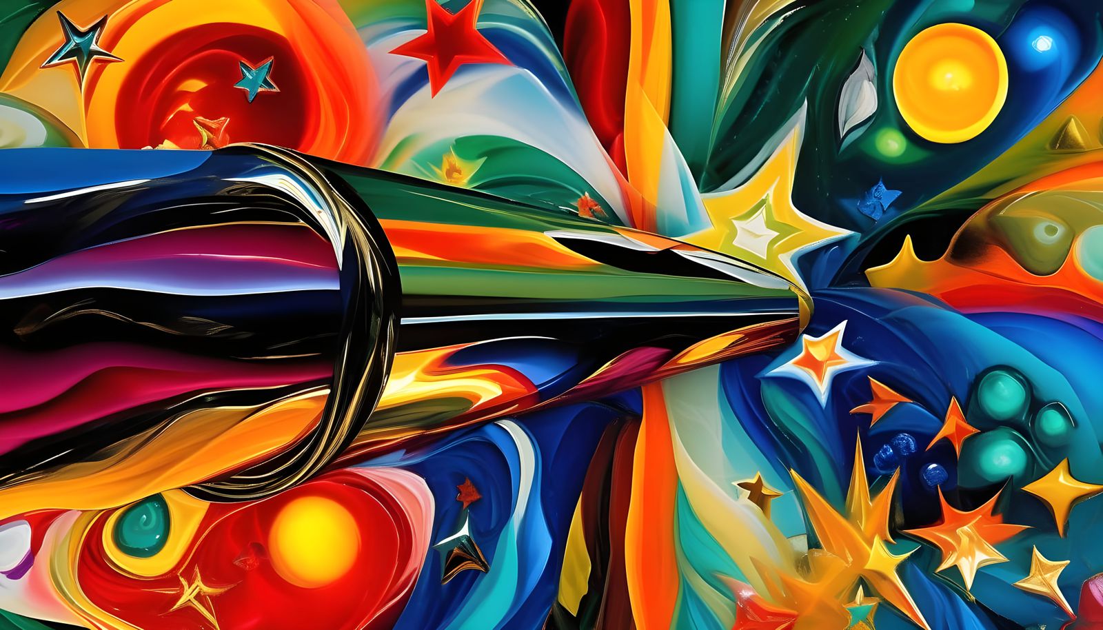 Surreal Cosmic Vortex in Glowing Mirror Finish