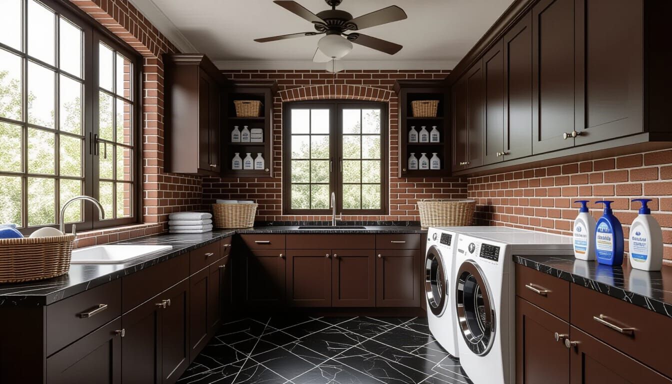 Victorian Laundry Room with Glass Walls and Natural Light