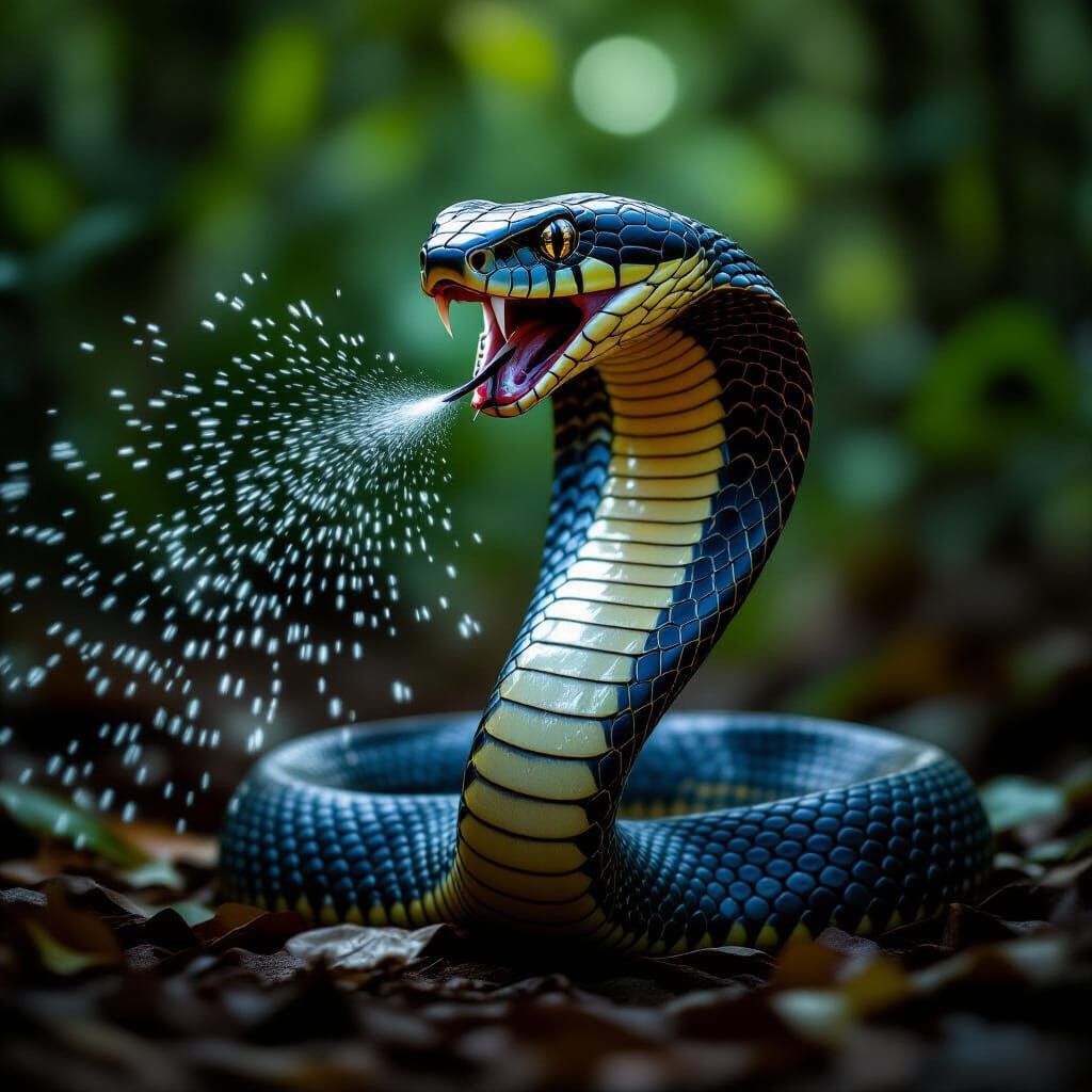 Spitting Cobra Strikes: Wildlife Photography in Natural Habi...
