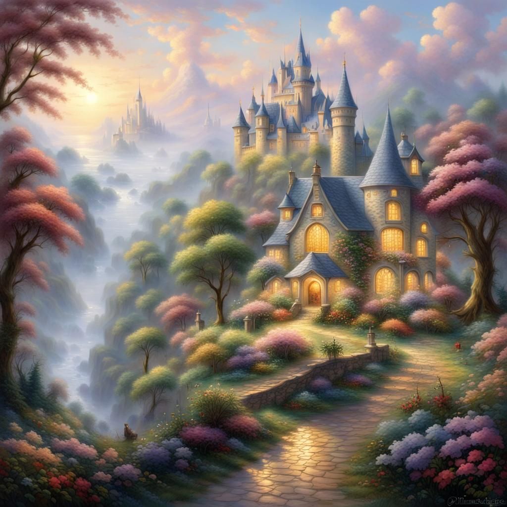 Ethereal Fantasy Kingdom with Majestic Castle
