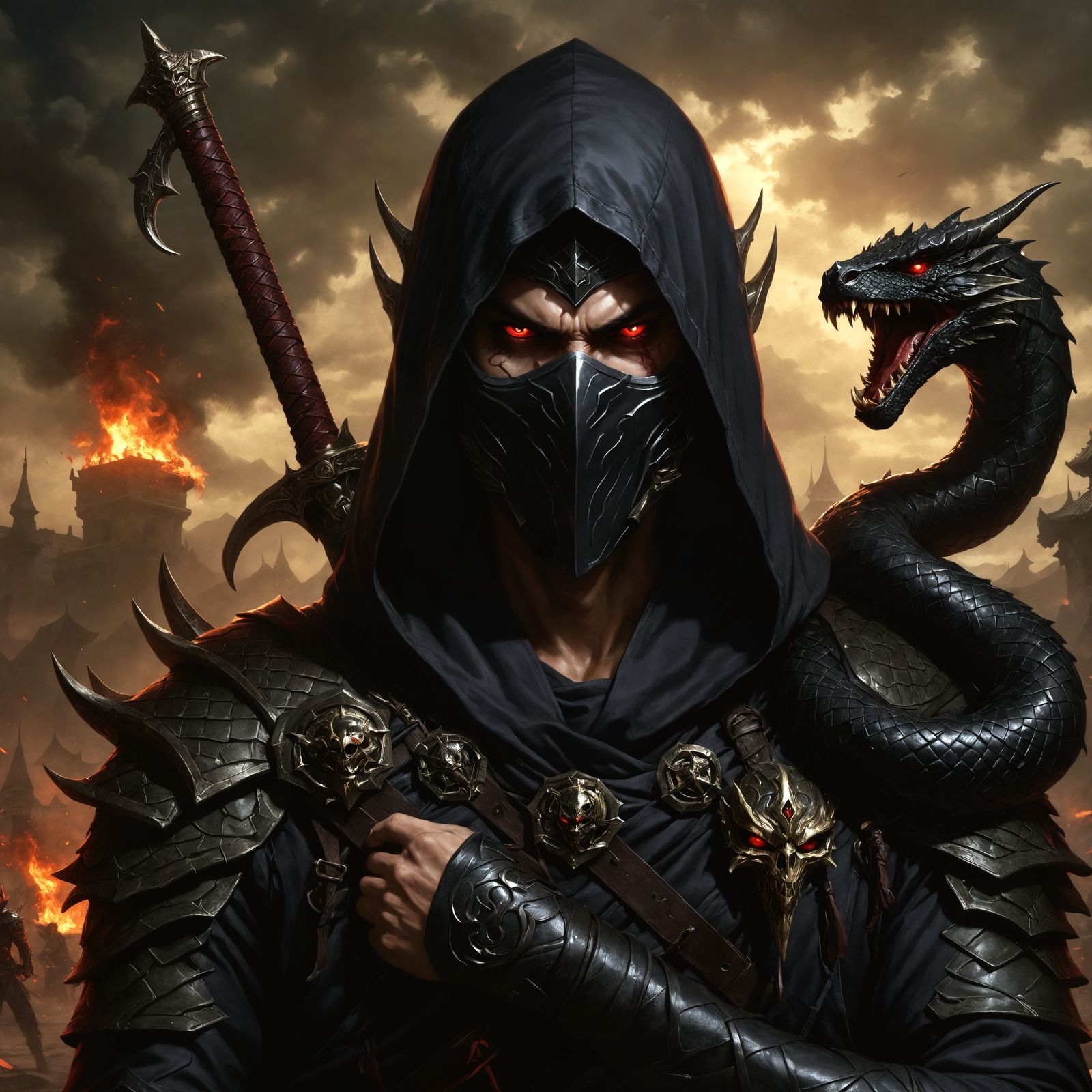 Night Elf Assassin with Bloody Hook, Symbolist Portrait