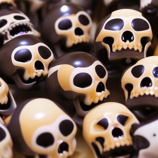 Kawaii Anime Skull Fish School Close-up