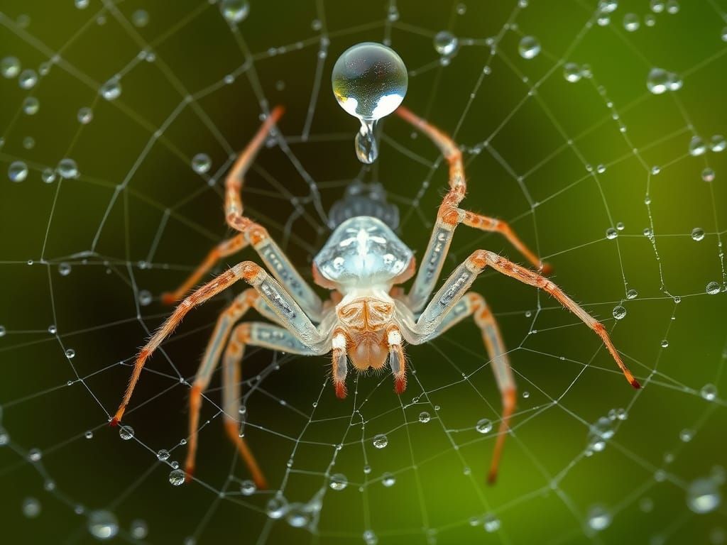 Opaline Spider Crowned with Dewdrop