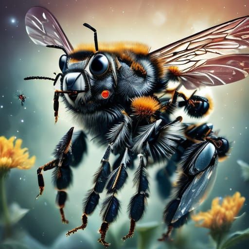 Insect vs. Robot Sprayer: Sci-Fi Macro Concept Art