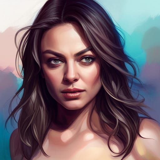 Mila Kunis Portrait in Art Nouveau Style