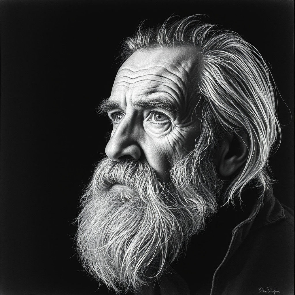Hyperrealistic Portrait of a Weathered Old Man