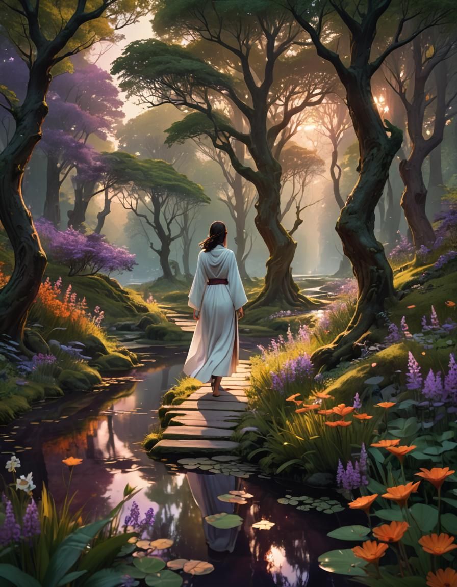 Woman in Forest: Fantasy Concept Art