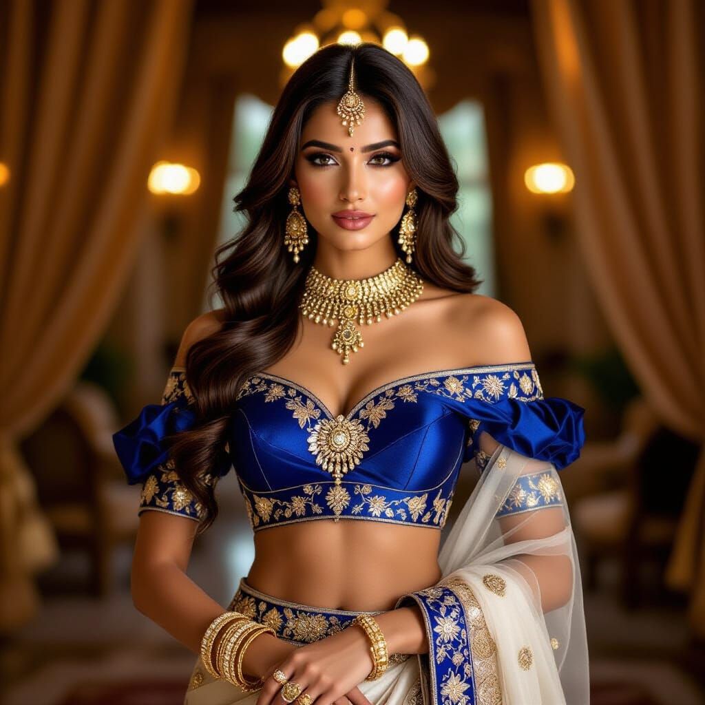 Fantasy Indian Fusion Outfit in Luxurious Setting