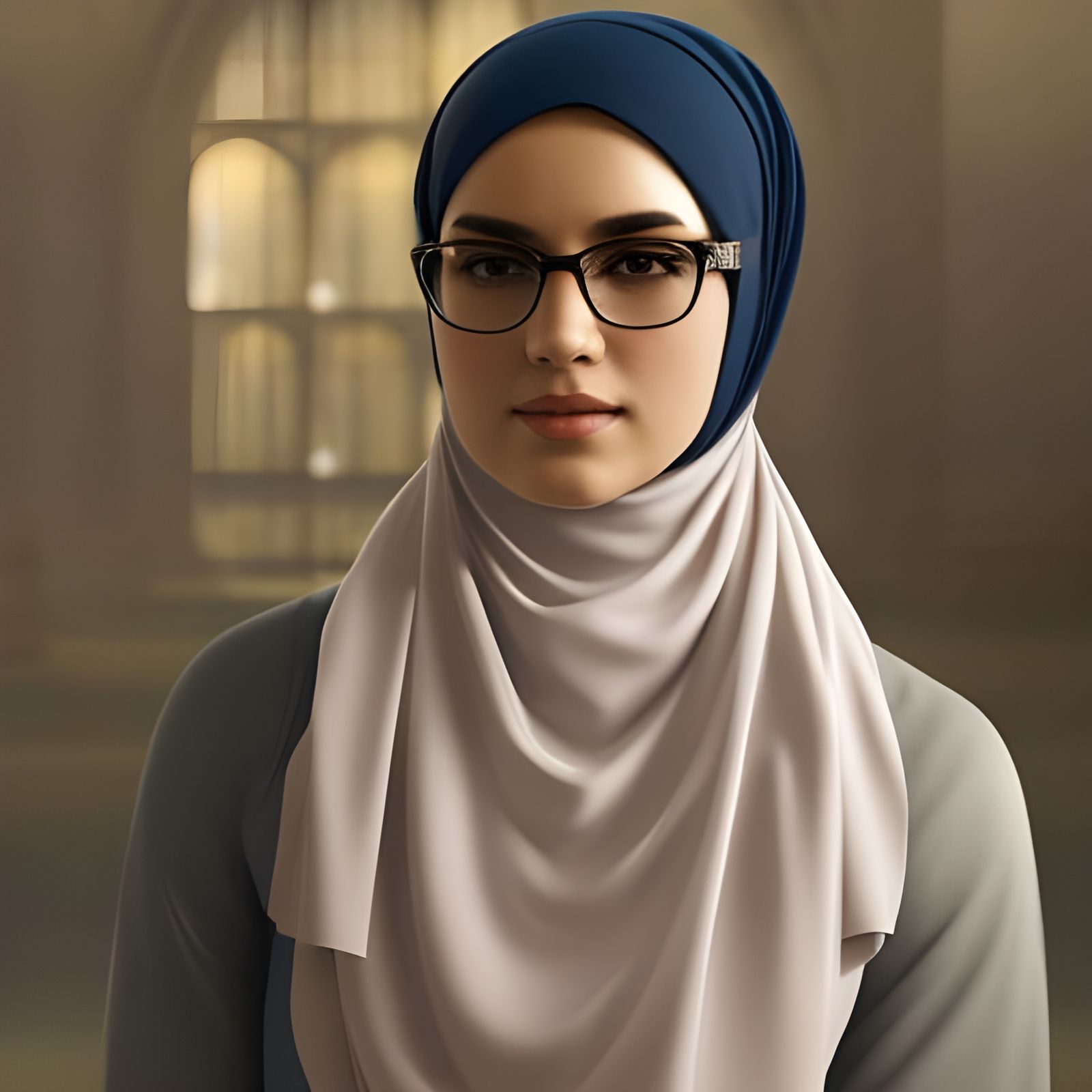 German Student with Hijab: Photorealistic Digital Portrait
