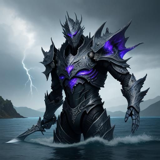 Lake Creature with Battleaxe in Mythpunk Style