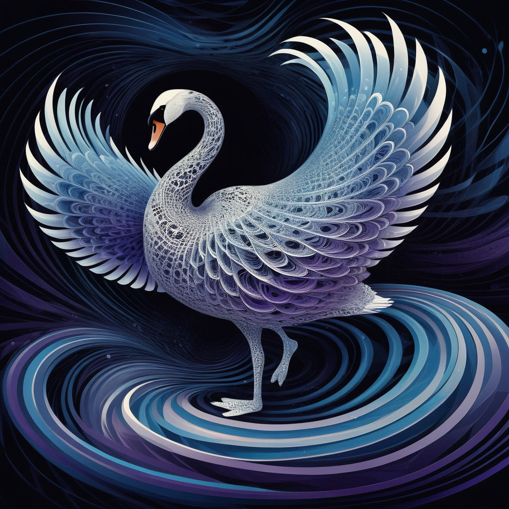 Surreal Ballerina in a Swirling Blue Vortex