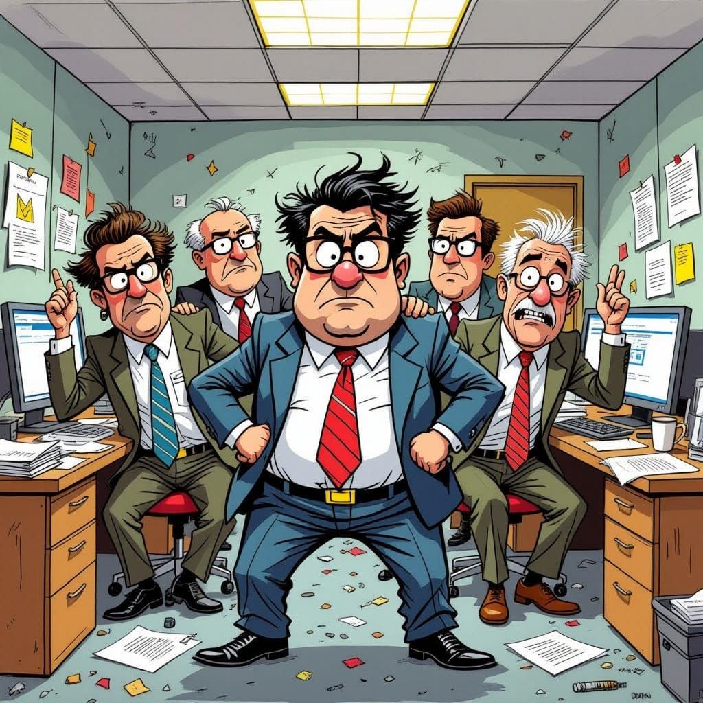 Bumbling Insurance Executives in a Chaotic Office