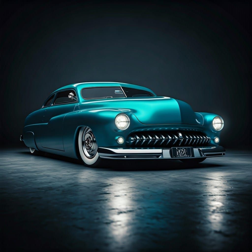 Hyperrealistic 1949 Mercury Eight Restomod in Moody Lighting