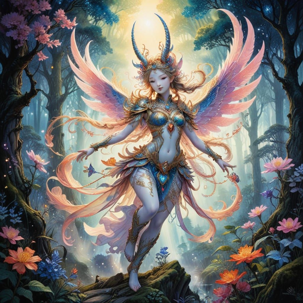 Celestial Humanoid Cryptid in Enchanting Forest - Manga Spla...