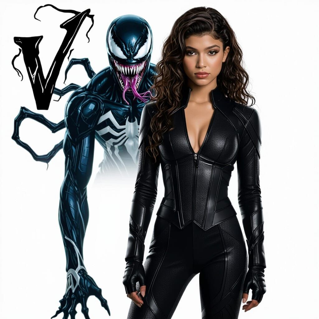 Zendaya as MJ with Venom Symbiote in Digital Art