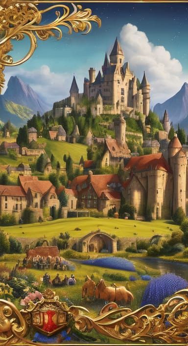 Medieval Harvest Scene in Painterly Gothic Style