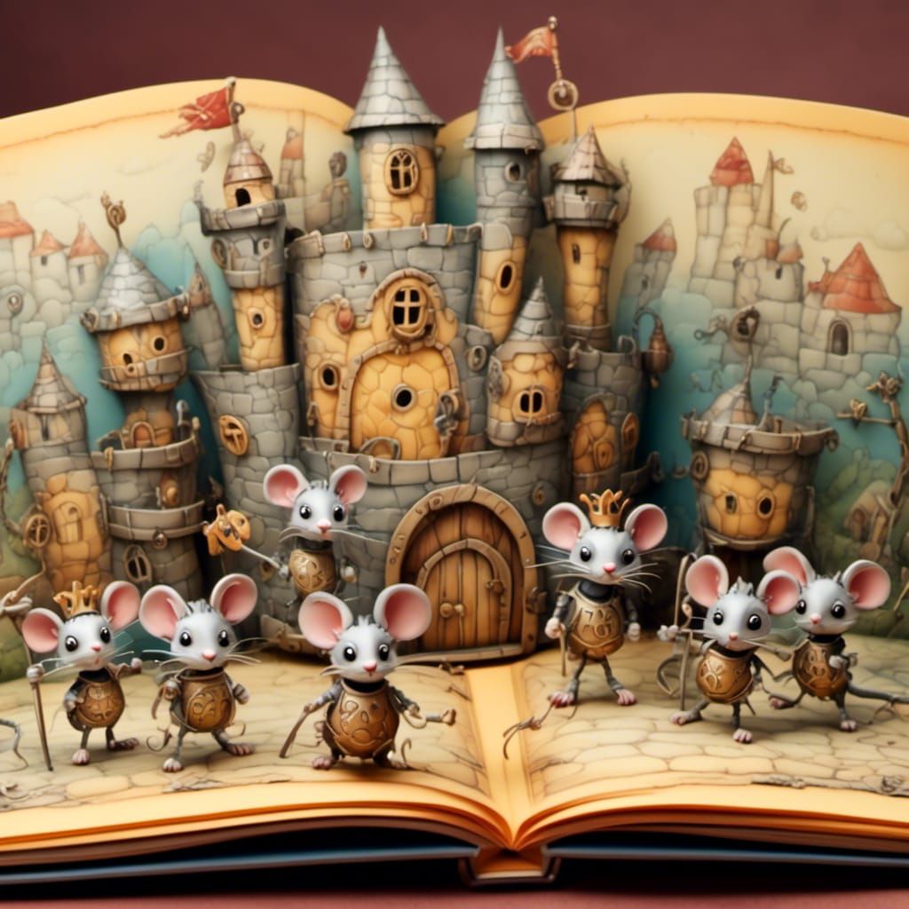 Mice Knights Guarding Cheese Castle, Pop-Up Book Style