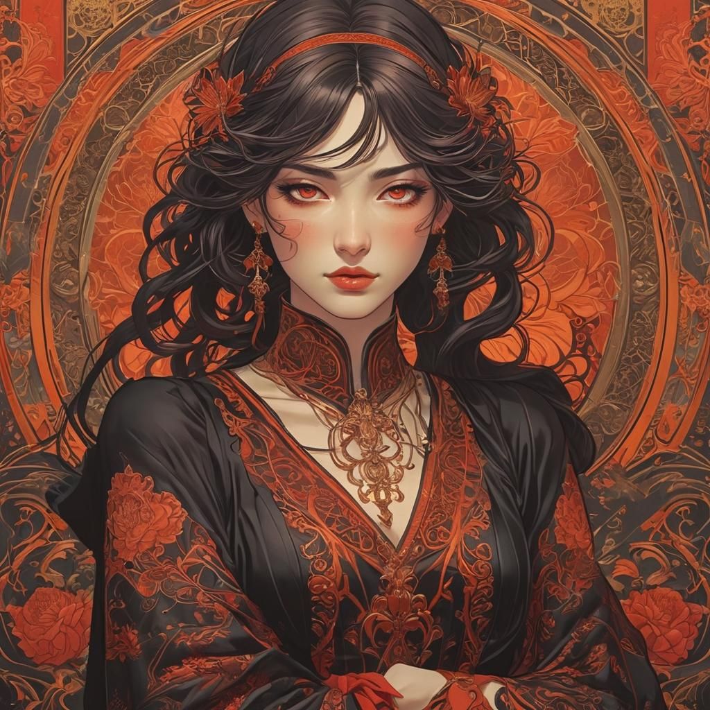 Mysterious Woman: Manga Meets Art Nouveau