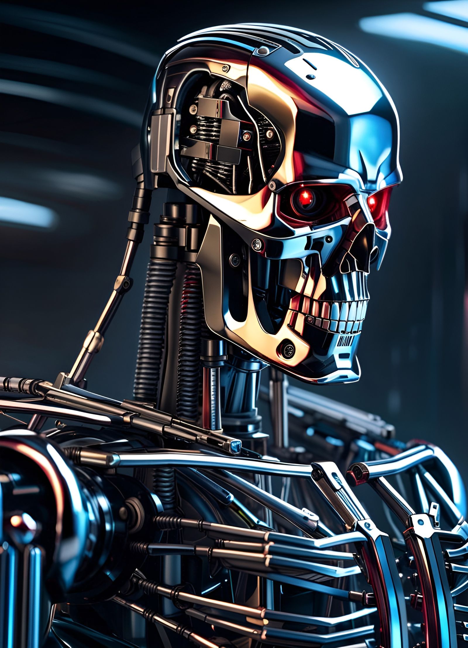 T-800 Terminator Endoskeleton Portrait in Hyperrealism